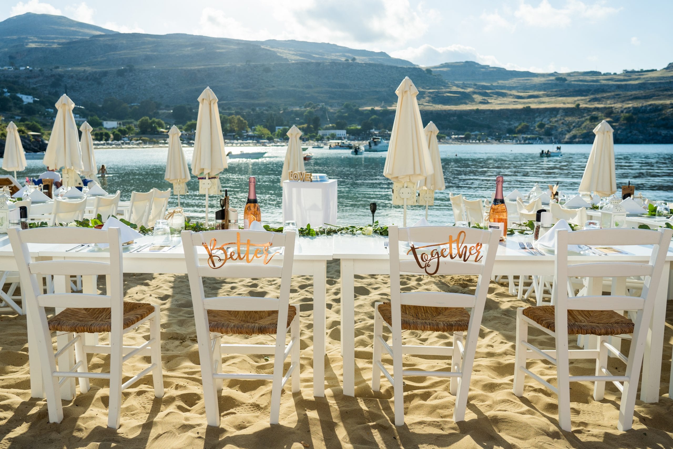 wedding reception on the beach Lindos